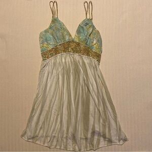 Language Los Angeles Cream and Green Dress